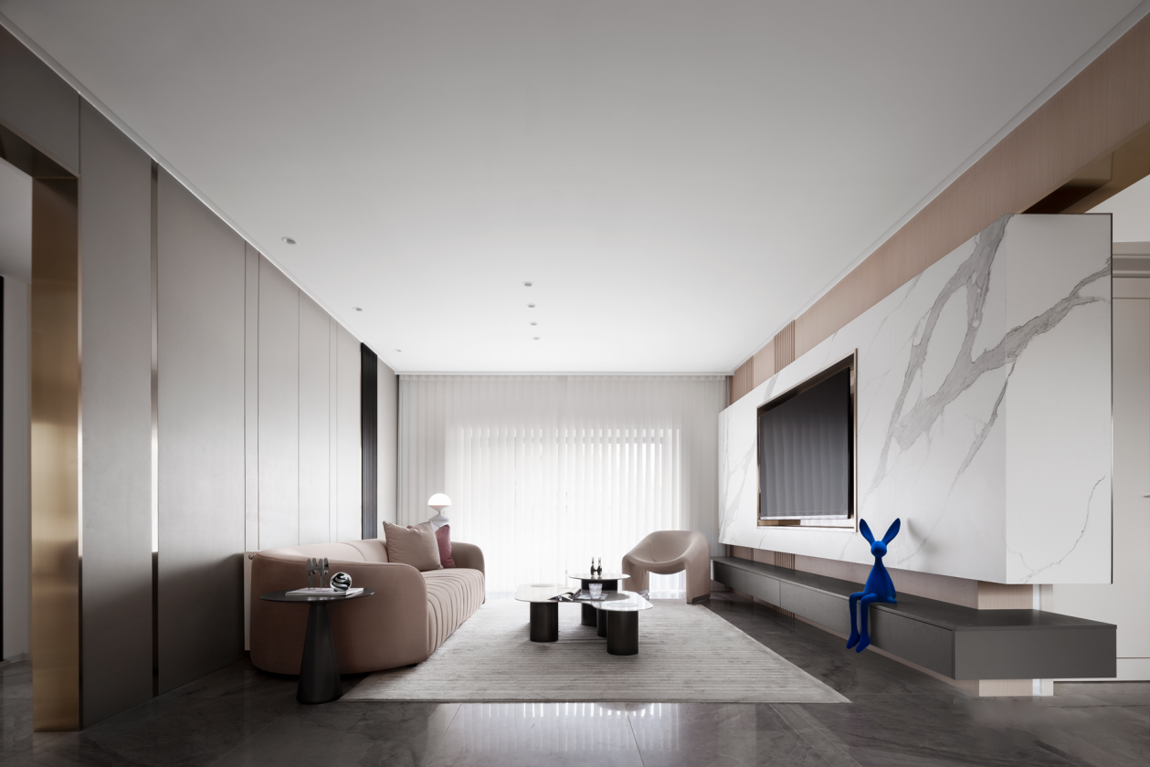 綿陽三室兩廳大平層輕奢裝修案例—簡單的造型設計，透露出豐腴的精神